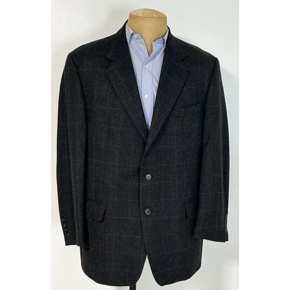 Majer 3 Roll 2 Plaid Tweed Blazer Mens Sz 44L Vintage Wool Alpaca Blend 3/2 Roll